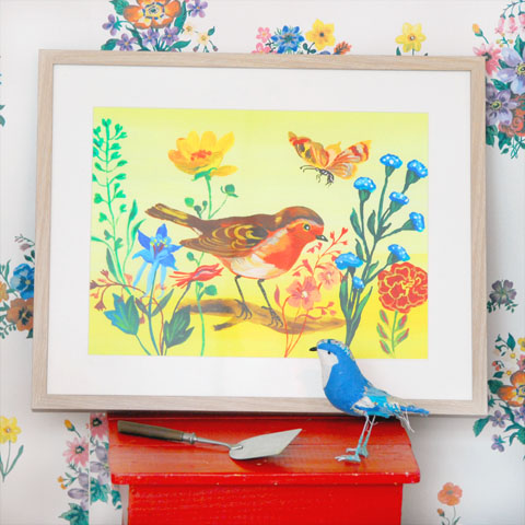 ドゥー ディマンシュ A Twitter おすすめ ナタリー レテが描くハッピーなイラストはいつも魅力的 こちらはプリント作品 L Oiseau Orange オレンジの小鳥さん 部の限定プリントで ナタリーのサインとシリアルナンバーが入っています T Co