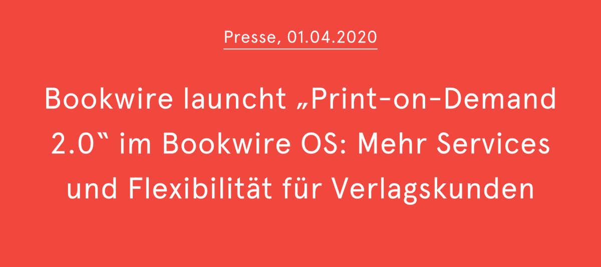 bookwire's tweet photo. Neuer Monat, neuer Service für unsere Verlagskunden:
Seit heute haben die über 1.600 Bookwire Verlagskunden aus der DACH-Region Zugriff auf den neuen „Print-on-Demand 2.0“-Bereich im #BookwireOS: https://t.co/vDHv4VASAz
#ebooks #audiobooks #printondemand #softwareasaservice https://t.co/pXBfoAtEk2