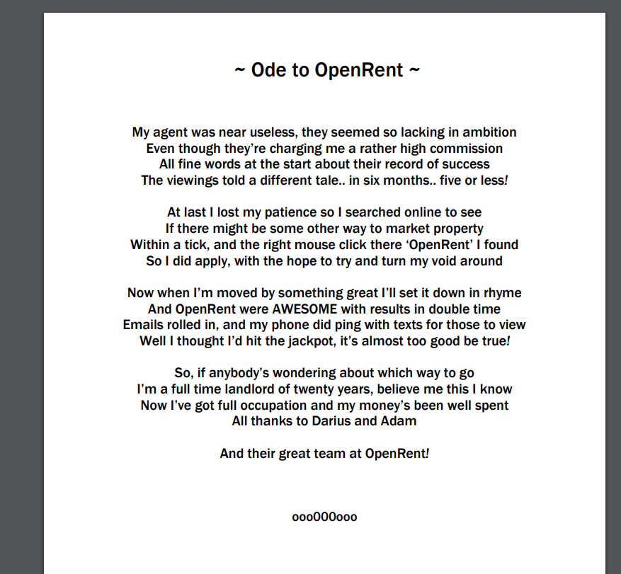 Our team may be seperated while working from home, but we're all feeling very touched at this happy landlord who wrote us a whole poem! 😁