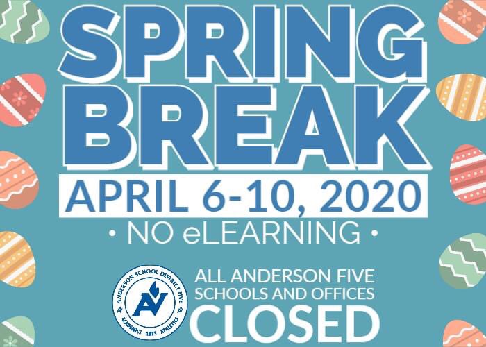 AndersonFive's tweet image. A5 will observe SB as scheduled, 4/6-4/10. No #a5eLearning during SB or 4/1-4/3! 🎉

D.O. &amp;amp; IT HelpDesk closes @ 12:00pm today. All schools, offices, services will remain CLOSED until 4/13. Details below. 👇🏼

Enjoy a relaxing, safe, healthy, and much deserved #SpringBreak! ☀️