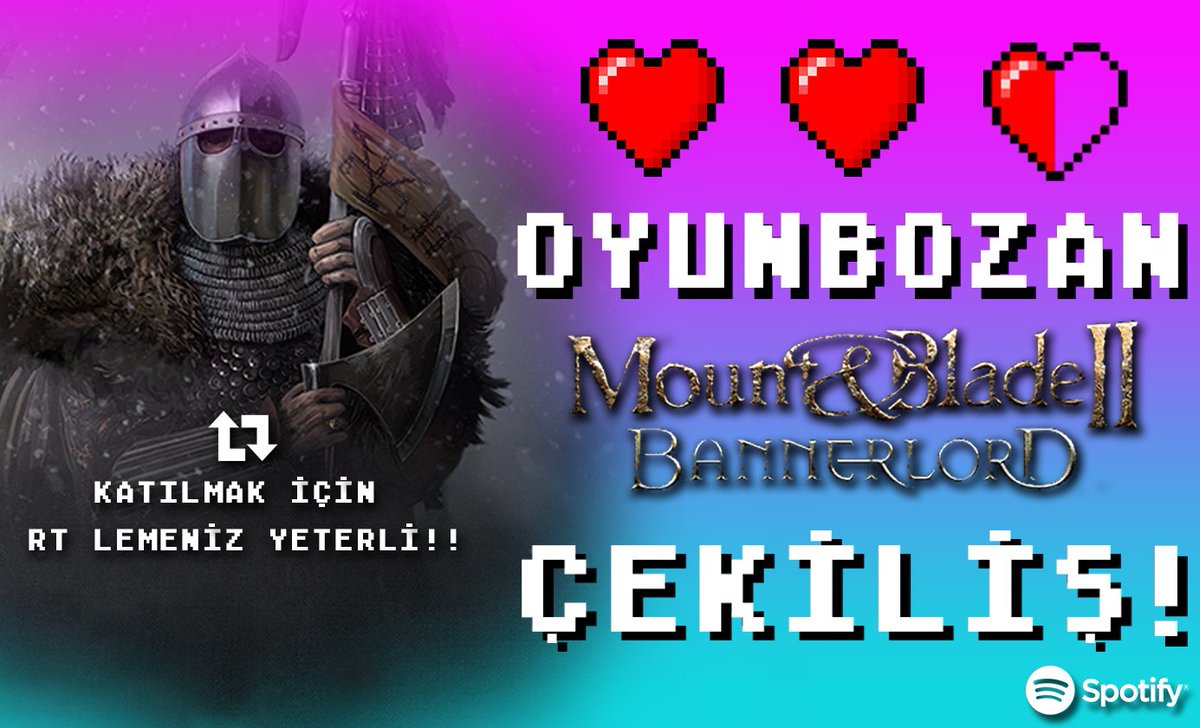 oziyalcin's tweet photo. 🚩ÇEKİLİŞ🚩
OYUNBOZAN'ın yeni bölümünde Türkiye'nin gururu Mount&amp;Blade'i 4000 saatten fazla oynamış Enes'le konuştuk:
https://t.co/kslDGtxPkt

Bu vesileyle 2 kişiye Mount&amp;Blade Bannerlord hediye edeceğim.

Çekilişe katılmak için RT atmanız yeterli! https://t.co/fqBO0uHs4o