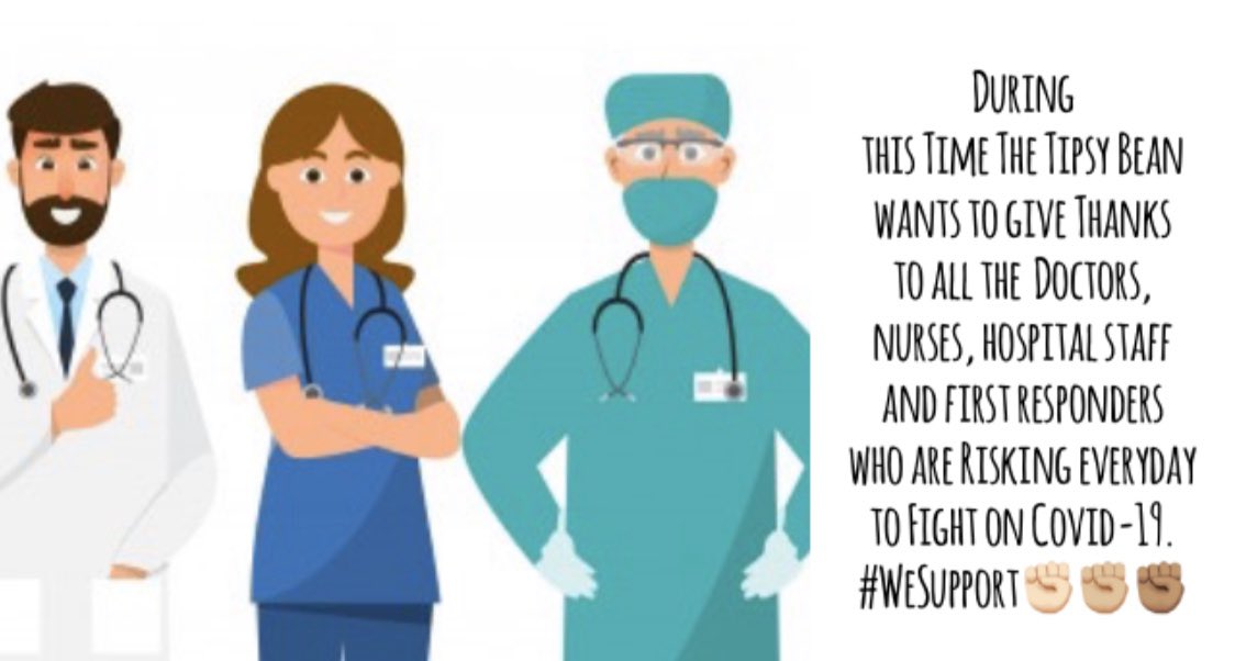 The_tipsy_bean's tweet photo. We would love to offer 10% off our coffee drinks to the doctors, nurses, hospital staff and first responders. Just show your Badge/ID for us. For Curbside services Call  979-485-5465.  #CoffewithTispyBean #nurses #doctors #firstresponders #wesupport https://t.co/AeRsSRai7C