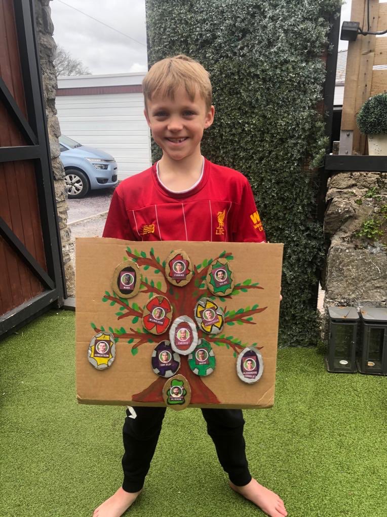 BevRmb's tweet photo. Dyma Archie yn gwneud bach o waith creft Pasg...oedd rhaid ffeindio ffordd o ddod a pheldroed i mewn iddo rhywsut ☺️ @ysgolfelin https://t.co/A74jSNKx5y