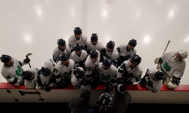 NDCP_Hockey's tweet photo. Thanks to @nddonslax for nominating us for the “post a pic of you coaching” challenge, we nominate @NDCPBowling    @ChicagoSteel and @NHLBlackhawks. #MissMyBoys https://t.co/LFYjpSdiLJ