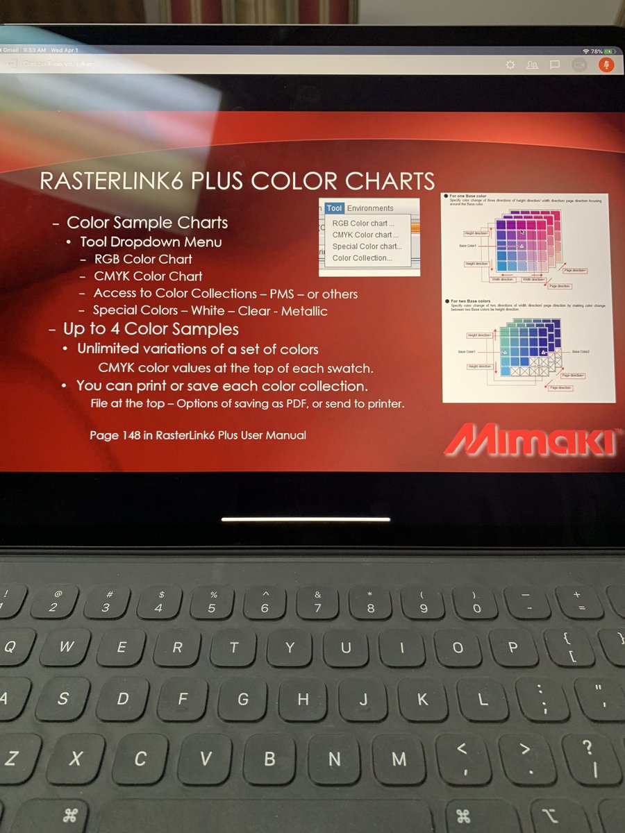 MooseHider's tweet photo. Thank you @MimakiUSA for the Rasterlink training for @BarneyFiber via GoToMeeting through Carissa at your Dallas office! Learned something new today! #Mimaki #Clampitt #UCJV #UV #Solvent #Inkjet #WideFormat #Solutions https://t.co/pRe5alQvU4