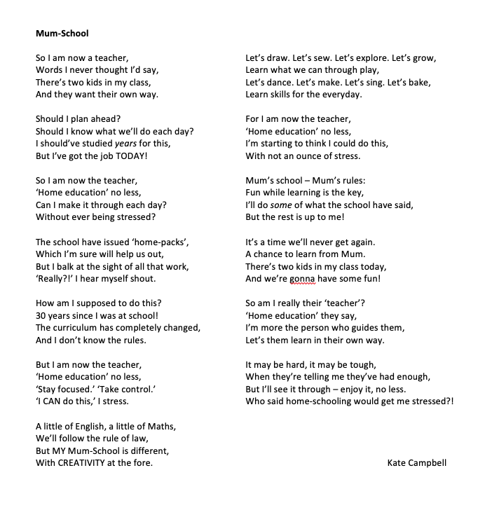kateccreative's tweet photo. So I wrote this today... Thought some of you may relate to it! I'm not a teacher, and never thought I would be...
Please share if you think it may help some stressed out 'new-to-the-world-of-education-'teachers'' #mumschool #homeschooling #bringonthecreativity https://t.co/RV0FxNzy5Z