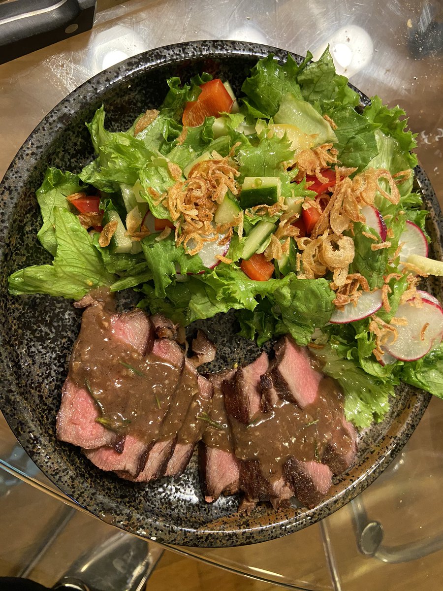 Day 15 (3/31): we had a light steak salad dinner so we can have unhealthy chocolate strawberry crepes for dessert 