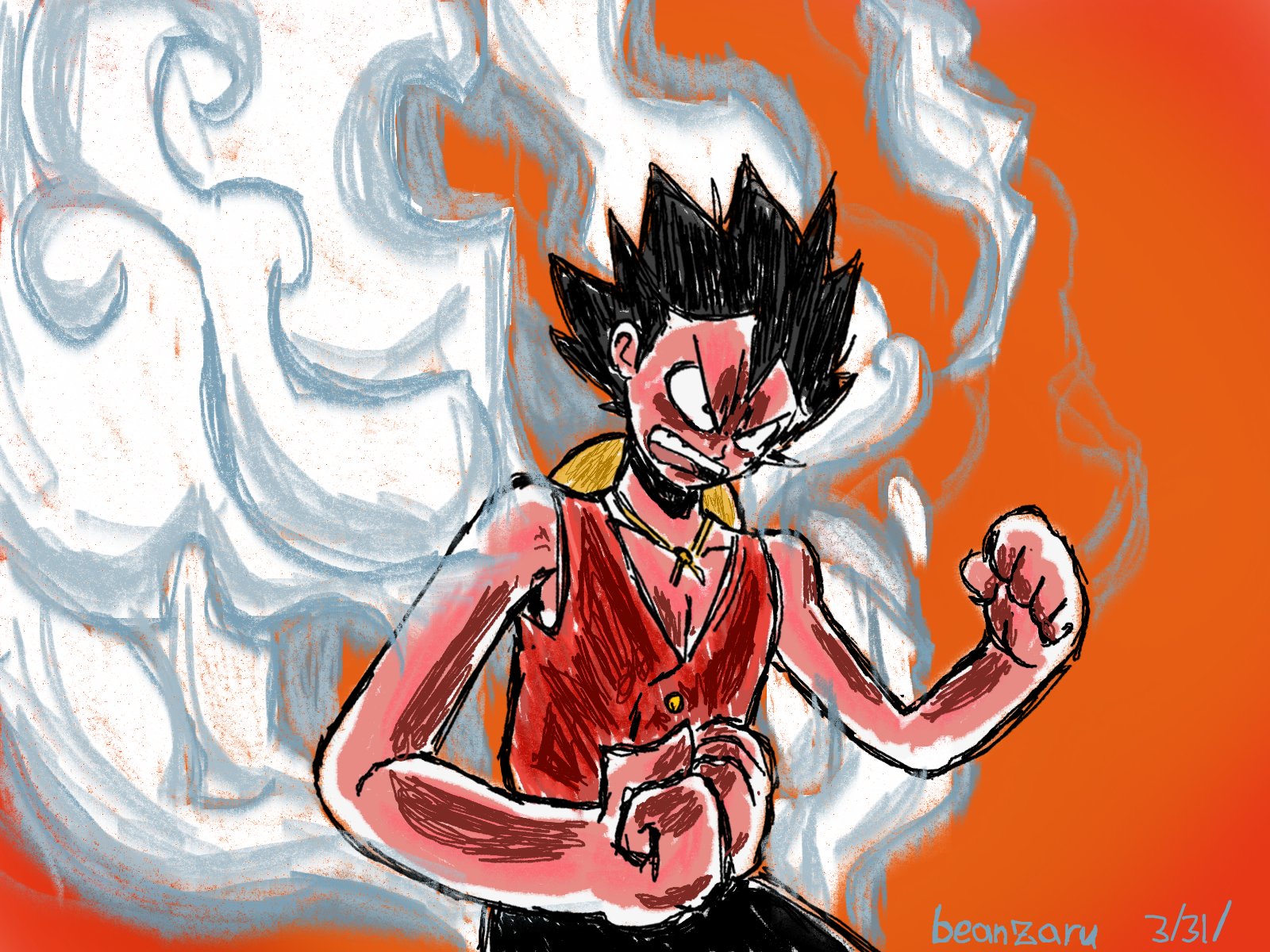 Drawing: Monkey D. Ruffy/Luffy Gear 2 One Piece with Ohuhu markers