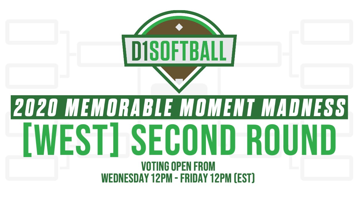 D1Softball's tweet photo. The voting for the 2nd Round of the #D1Softball Memorable Moment Madness - West Bracket is now open!

We’ve got 2 dark horses left in the LA Region with @lmulionsSB &amp; @LBSUSoftball. Fans, see the thread below to vote on your favorite moment &amp; also vote at https://t.co/Rs65mHzH0N https://t.co/lL6me4mJKf