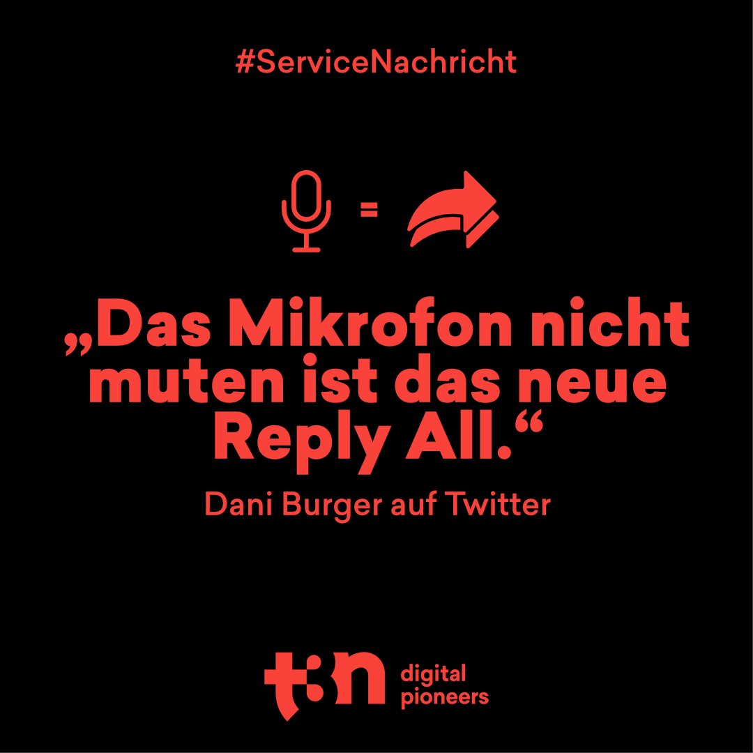 t3n's tweet photo. Stimmt’s oder hat @daniburgz recht?

Gerade in größeren Runden haben wir festgestellt, das es definitiv Sinn macht, von der Mute-Funktion im Video-Calls Gebrauch zu machen.

Was waren bisher eure schönsten Mute-Fail-Momente? https://t.co/sNuwvx4bzh