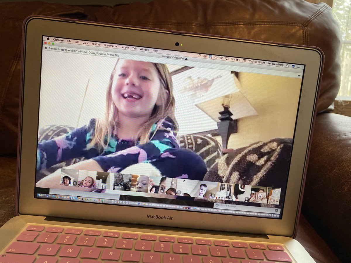 jenwessberg's tweet photo. Similing faces on our morning google hangout! @HeatherSchuma1 @BarbaraRose220 #distancelearning #connecttime https://t.co/ZfDoDVERH2