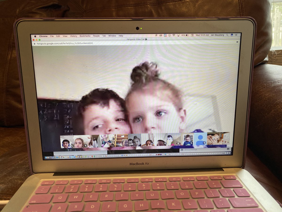jenwessberg's tweet photo. Similing faces on our morning google hangout! @HeatherSchuma1 @BarbaraRose220 #distancelearning #connecttime https://t.co/ZfDoDVERH2