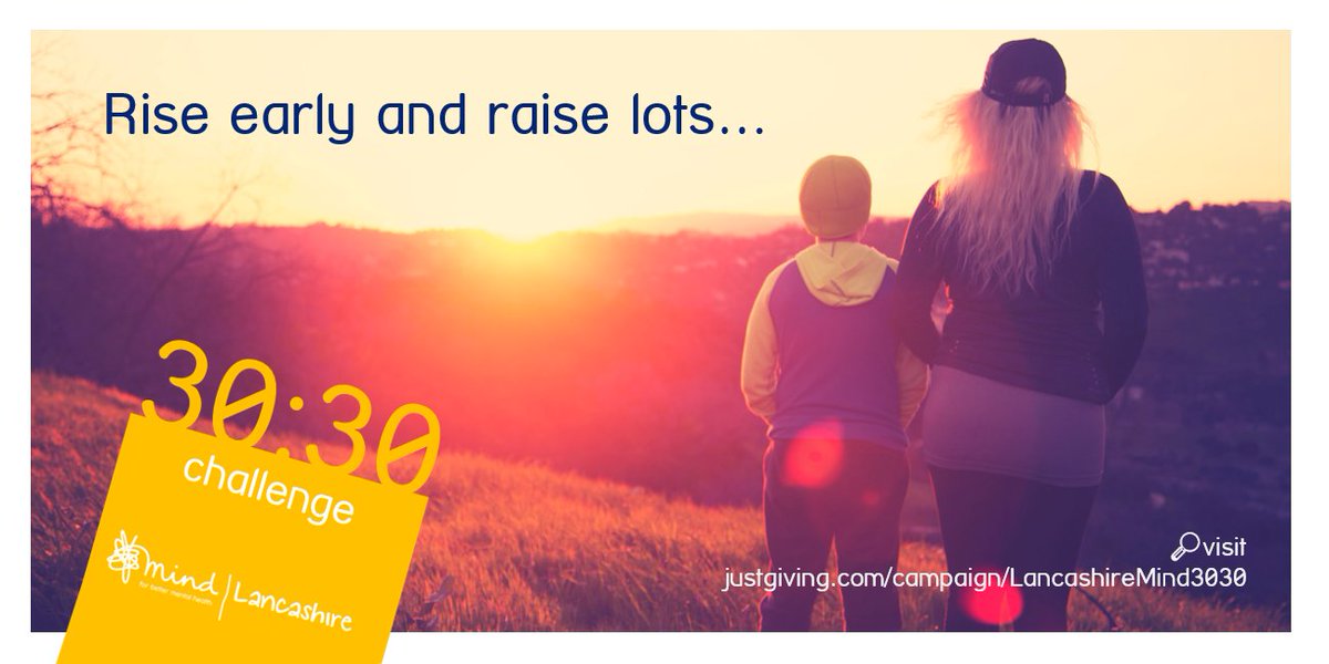 Be a part of our 30:30 Challenge, starting Monday 6th April, which centres around the Five Ways to Wellbeing. SIGN UP NOW and Challenge yourself and others. #mentalhealth #wellbeing #LM3030 justgiving.com/campaign/Lanca…