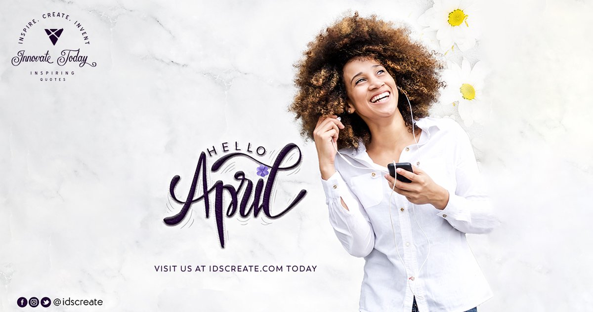 idscreate's tweet photo. Welcome to April 2020. Be encouraged because brighter days are ahead for us all this month. Stay home, stay safe and have a happy month ahead. Visit us at https://t.co/PDgmfZFRJe for more inspiring posts.  
#helloapril, #april2020, #innovatetoday, #bestmonthyet, #beyondcovid19 https://t.co/mILk7ork3h