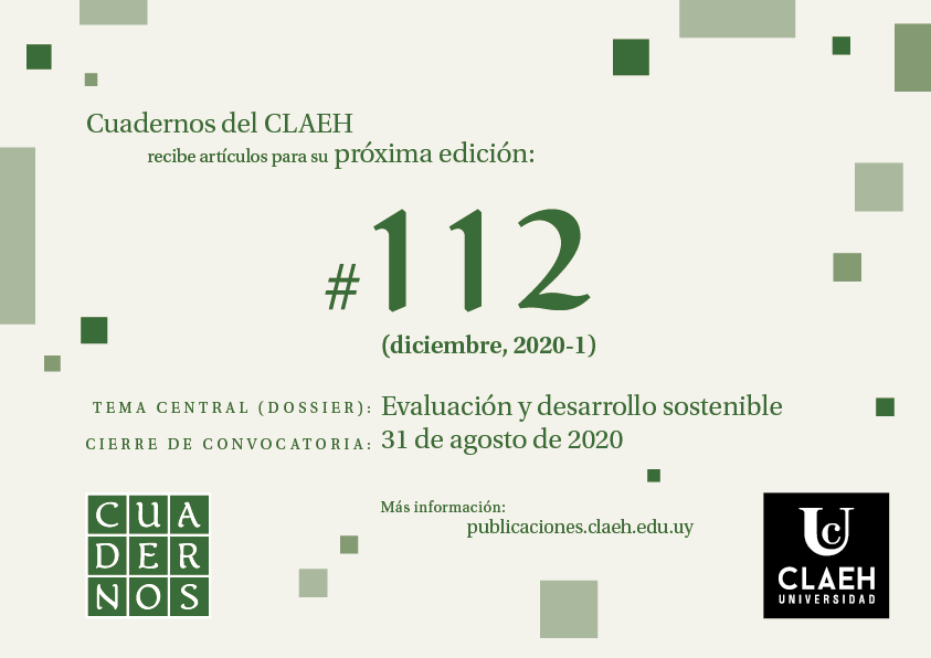 UClaeh's tweet photo. [CALL FOR PAPERS] 📚 #Cuadernos del #CLAEH 📚 artículos para su edición n.º 112.

TEMA: EVALUACIÓN Y DESARROLLO SOSTENIBLE

🔔 Recordamos que hasta el 15 de abril se siguen recibiendo artículos del #Cuaderno111.

Link ➡️ https://t.co/IVDPFOl9mu

Mail 📧 cuadernos@claeh.edu.uy https://t.co/GEM5jjmgi6