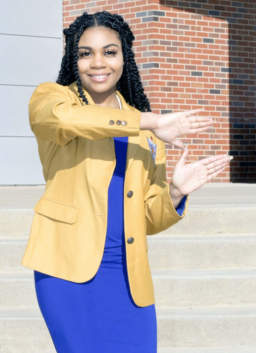 Introducing and serving as Vice President, Soror Jasmine Wilson, RHOyaly known as IrRhosistible 👑🐩 

Jasmine is a senior marketing major 💙💛 

A fun fact about Jasmine is that she was born in Hawaii!