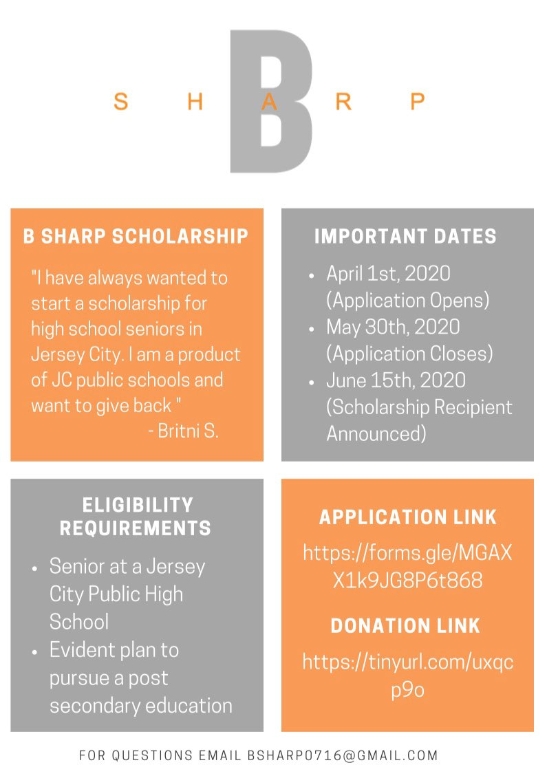 Today I released my scholarship the “B SHARP SCHOLARSHIP” a simple rt or donation is all I’m asking for! Thanks so much