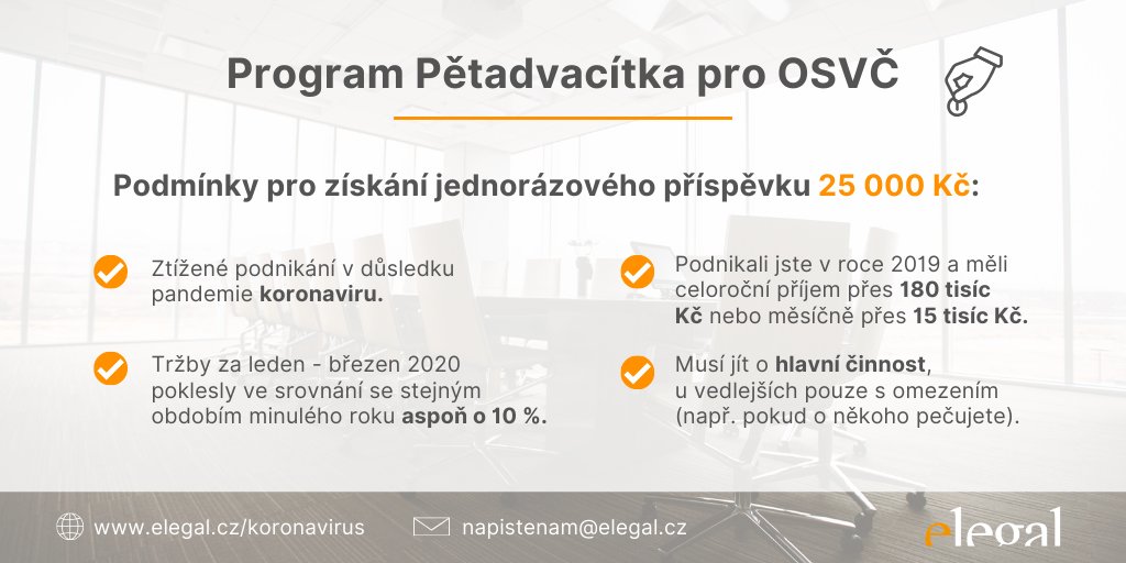 Vážně jsme přemýšleli o tom, zda nový návrh vlády není apríl. Není.🤷‍ Tak tady něco k živnostníkům a kompenzaci pro ně.

Další detaily k náhradám pro firmy a živnostníky na našem webu 👉 elegal.cz/kompenzace-vla…
