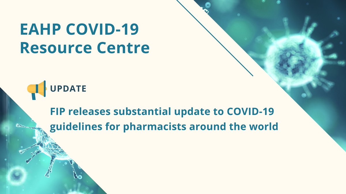 NEW updated information ehhp #COVID19 Resource cENTRE <a href="/FIP_org/">FIP</a> is collaborating with its member organisations and other partners to develop recommendations, guidelines, webinars and new lines of communication related to coronavirus/COVID-19
➡️eahp.eu/hp-practice/ho…