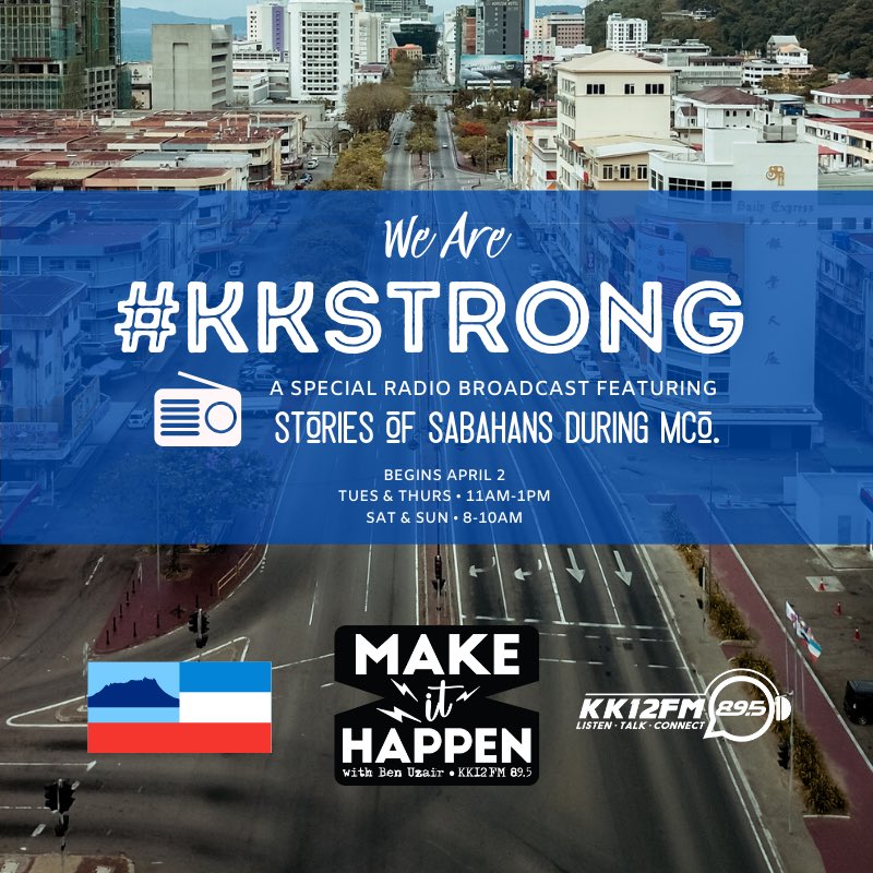 kk12fm's tweet photo. WE ARE #KKSTRONG, a 5-episode radio broadcast featuring the stories of 35 Sabahans from various backgrounds as they endure the MCO in our nation. To tune in Tuesday 11AM via 89.5 for the 1st episode! https://t.co/aLoyoD6o8n