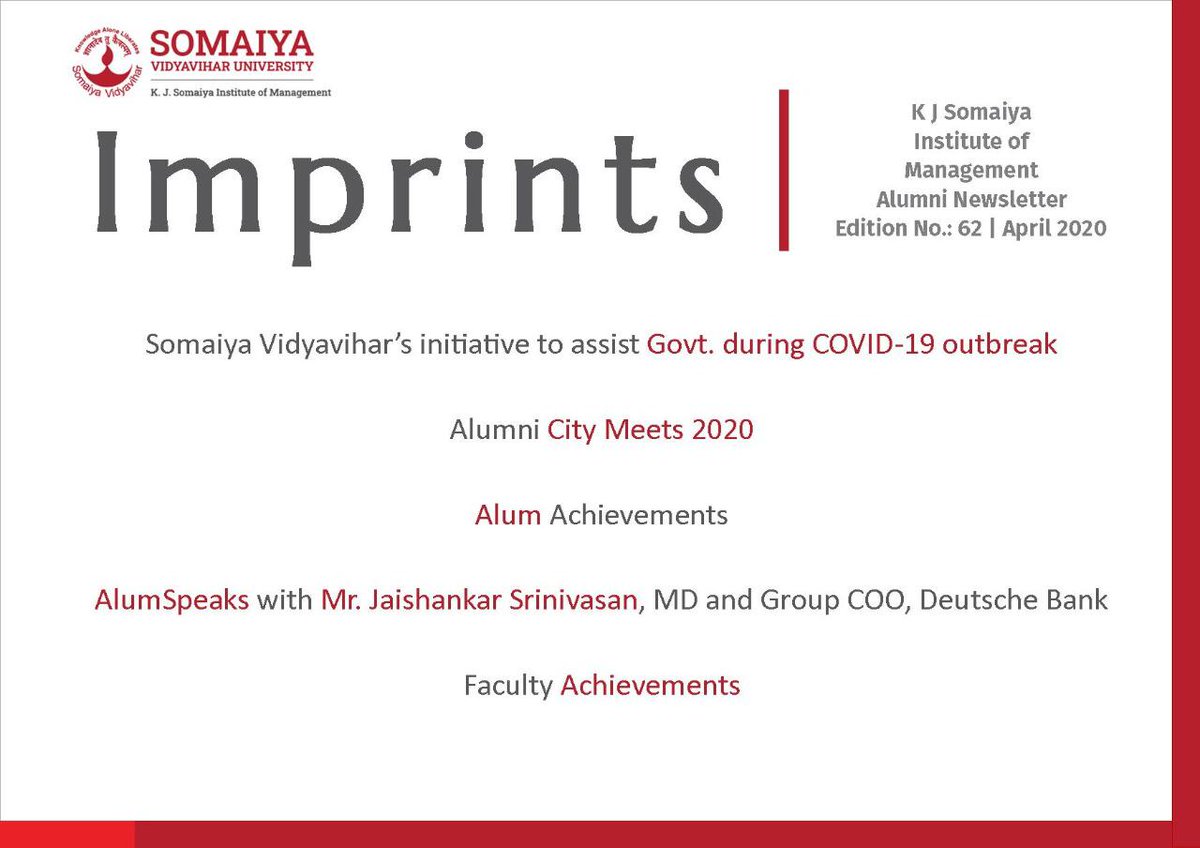 SIMSRAlumni's tweet photo. In these challenging times, we hope you and your family are safe! 
On the 1st of every month, Team ALCOM endeavours to keep you updated with the recent happenings at @SIMSRofficial through IMPRINTS,
 our newsletter.

Read here: https://t.co/LPCEZ14iAK

#Imprints #April2020 #ALCom https://t.co/Q3X6L2ZbHG