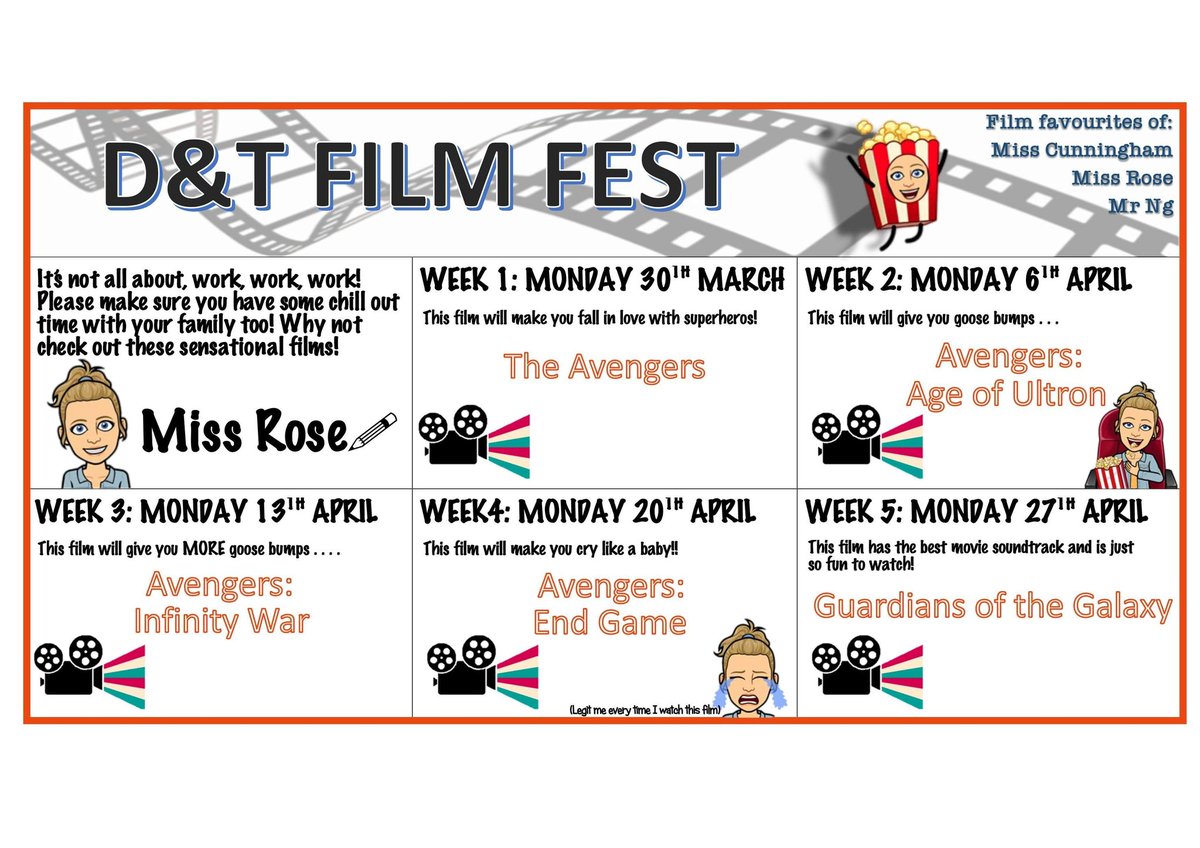 Our pupils <a href="/CarlukeHS/">Carluke High School</a> are working hard on the tasks that we have put on our Google Classrooms 👏 So, <a href="/MissNCunningham/">MrsMurray_DT</a> came up with this fabulous idea for us to share our favourite films to watch when having well deserved down time! Mine are all Marvel related obviously 💁🏼‍♀️ Enjoy!