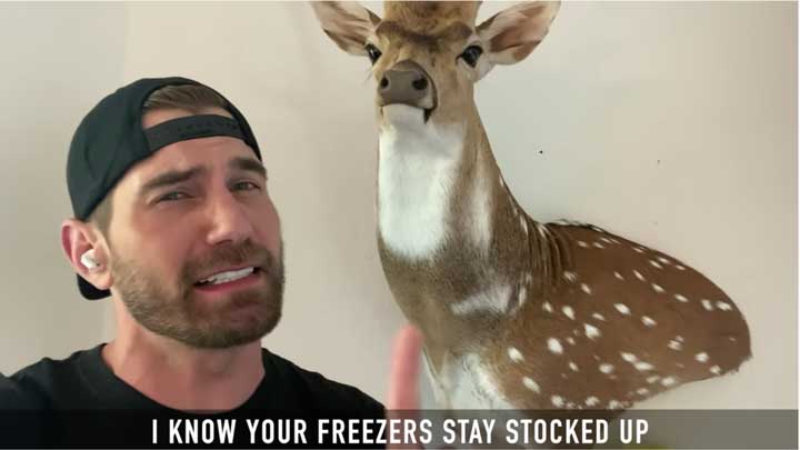 HuntersLead's tweet photo. "Infectious Mat Best “Quarantine” Song Calls Out Anti-Hunting Buds: Veteran celebs, athletes and country music stars team up—remotely—bringing good cheer." #HuntersLead @MatBest11x  @TimMontana @Dakota_Meyer @MarcusLuttrell @blckriflecoffee @NockOnTV—https://t.co/nXvo7PT3Uo— https://t.co/4q9IwtD9Qf