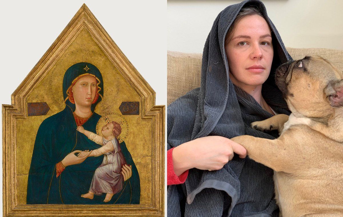 CanadaCouncil's tweet photo. Be your own Italian masterpiece: how people are recreating classic artworks in #coronavirus quarantine. The @GettyMuseum’s challenge for people in self-isolation to reimagine well-known works of art has yielded amusing results | @guardian https://t.co/0jocPRKiSr https://t.co/jH7OeJZZUW
