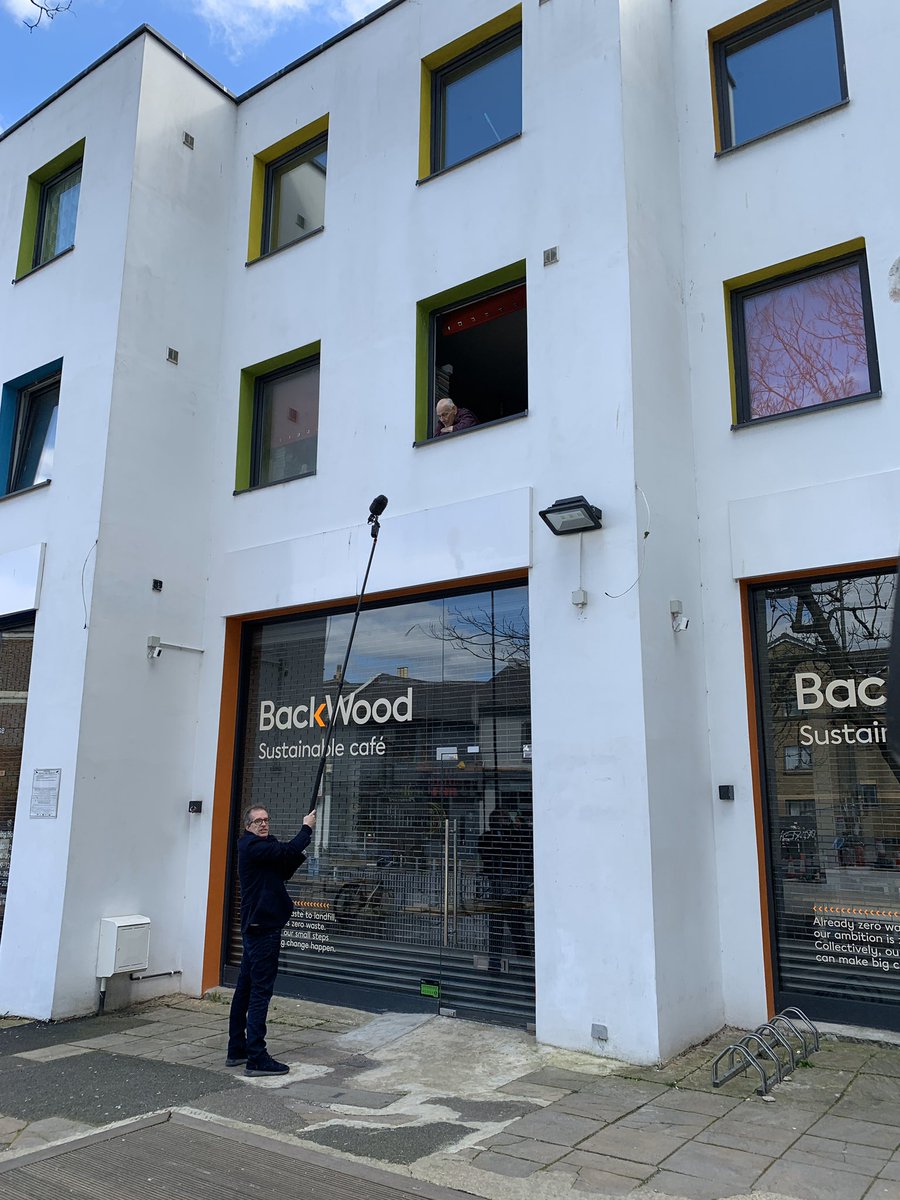 #coronavirusuk making our job a little bit harder with social distancing.
#FYI the microphone pole is cleaned with antiseptic spray after use as is the mic wind protector.