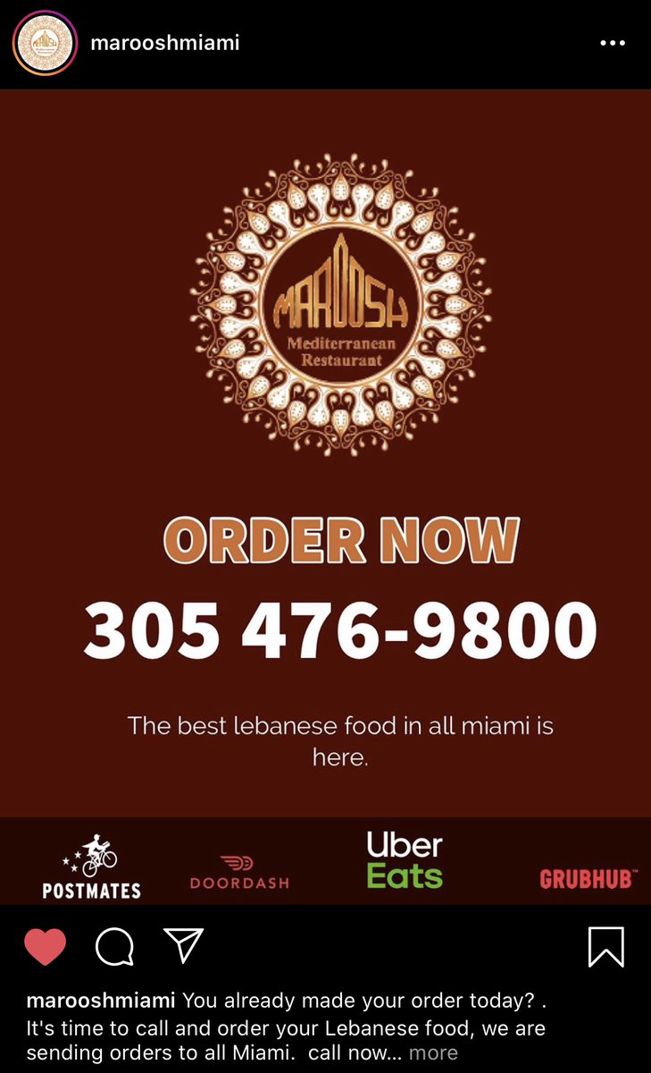 MauricioJBarba's tweet image. It’s Wednesday! Climbing over the week’s hump / hoping to inspire continued community spirit. Support local small business as you head into another quarantined weekend - sharing my fave local restaurants offering takeout &amp;amp; delivery 🛍⁣
⁣⁣
#supportlocalmiami #covidkindness