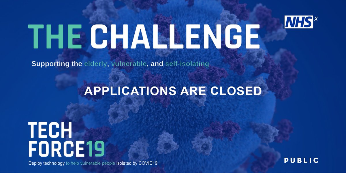 Applications are now closed for TechForce19 We have received 1,643 applications for the challenge and we will be reviewing over the coming days. Thank you for all of your submissions 🚀 #TechAgainstCovid19