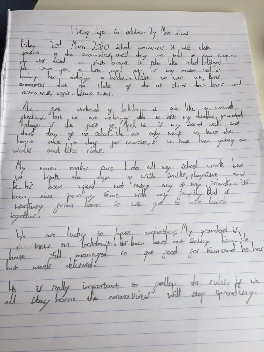 SweetKdines's tweet photo. @TPSyear6 Max’s lockdown diary. https://t.co/pglPDUuCs9