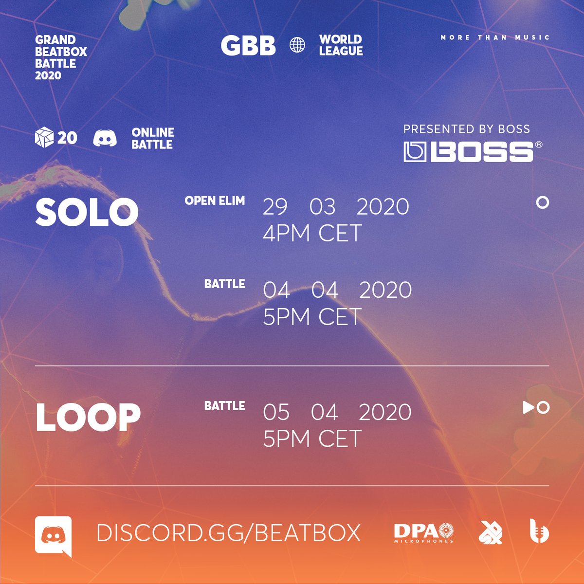 swissbeatbox's tweet photo. ✨ JUST 3 Days until Grand Beatbox Battle World League 2020 Online presented by BOSS begins!  LIVESTREAM Sat. April 4th at 5pm CET
-
Thank you to our amazing sponsors! 🙏
-
BOSS
https://t.co/8r2aabQaAm
-
DPA Microphones
https://t.co/JRPcUiWd36 https://t.co/c5VqNMt3k1