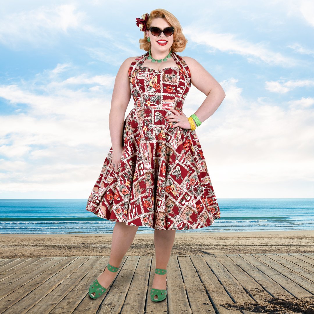 VivOfHolloway's tweet photo. You don't have to dream about the perfect Summer dress anymore, because it's here! 🌊 Our new Surfers Paradise Halterneck Dress is so divine! 😍⁠
#partydress #1950seveningdress #vintageparty #surferprint#1950scircledress #flareddress #50sswingdress #50shalterneckdress https://t.co/Zh5BQoWxvt