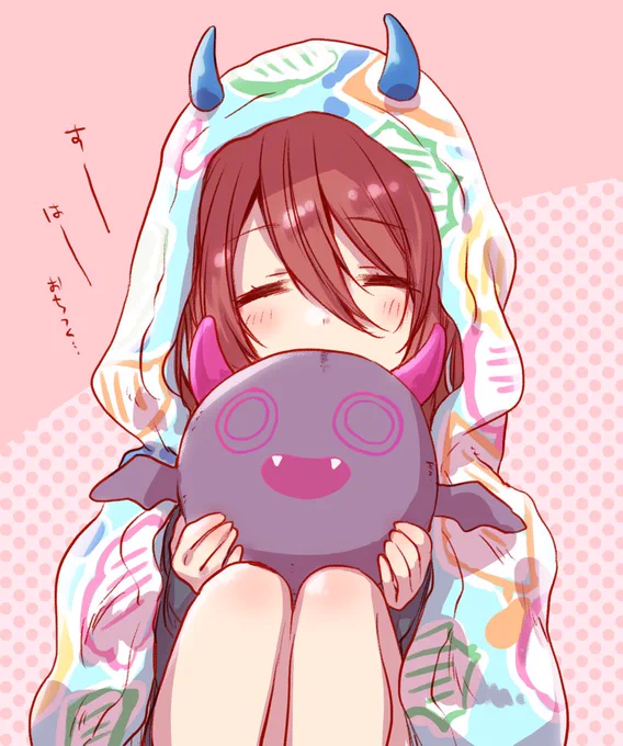デビ太郎ぬいを吸う甜花ちゃん。デビ太郎のうたもかわいかった…ほんわか 