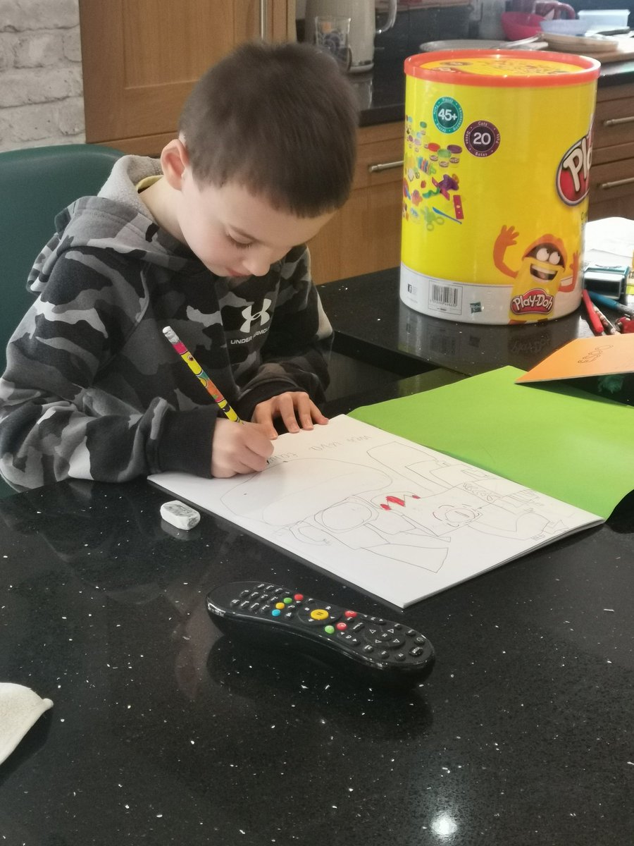 Oscar from 1W doing some creative writing and drawing <a href="/StChrisPrimary/">St Christopher Primary</a>