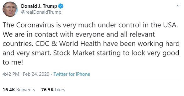 Just a reminder why we are in this mess. He didn’t listen and people died. His new approach to take credit for handling is akin to a rooster taking credit for the dawn. And still, the lies and diversion tactics are broadcast by that same media that he abuses.
