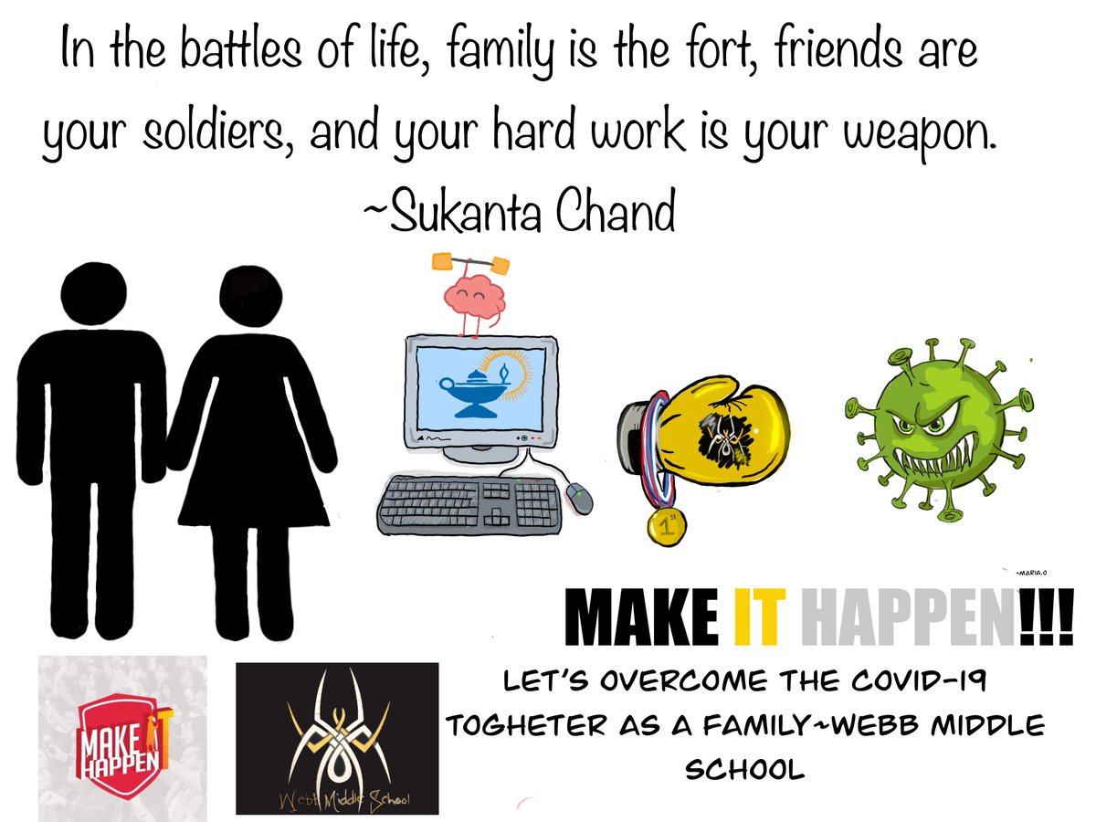 Our next example for #SpreadPositivityNotSickness comes from an eighth grader with a knack for graphic design. Maria O. shares her digital drawing skills with us, and I am a fan of the brain pumping iron! 😃🧠💪