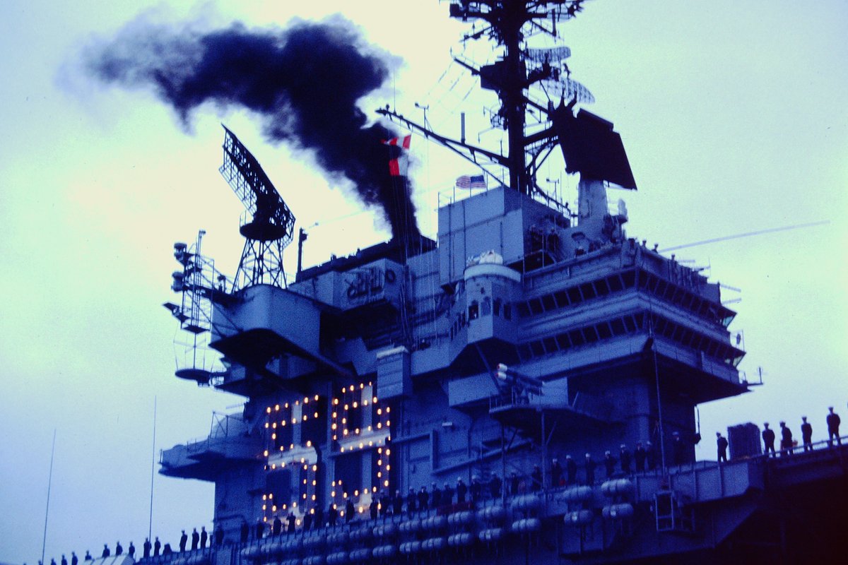 I really do come by my photo passion honestly...My Grandfather (yellow jacket with the camera) was a shutter bug. These are all of when my uncle was in the  @USNavy. This is the USS Forrestal (CV-59).