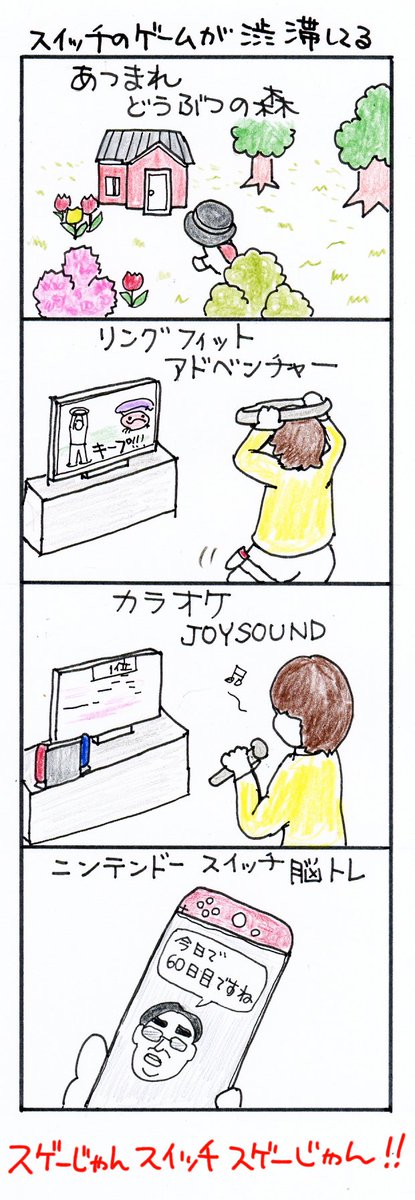 #四コマ漫画
#スイッチのゲームが渋滞してる 