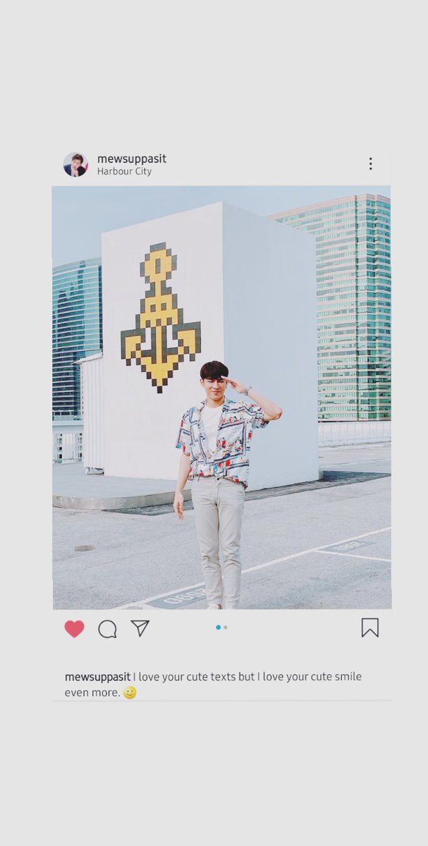 190404 mewsuppasit: I love your cute texts but I love your cute smile even more. g: salute/ respect m: 