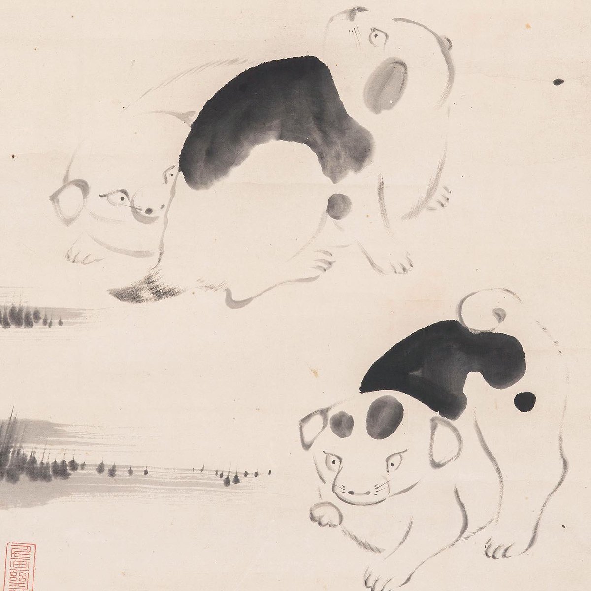 福田美術館 Fukuda Art Museum On Twitter 伊藤若冲 仔犬図 同じ時代の仔犬の絵といえば 円山応挙 や長沢芦雪の愛くるしい仔犬図がありますが 若冲の子犬は独特のキャラ感があり可愛いくない可愛いです Fukuda Art Museum 福田美術館 福美 Fukudaartmuseum