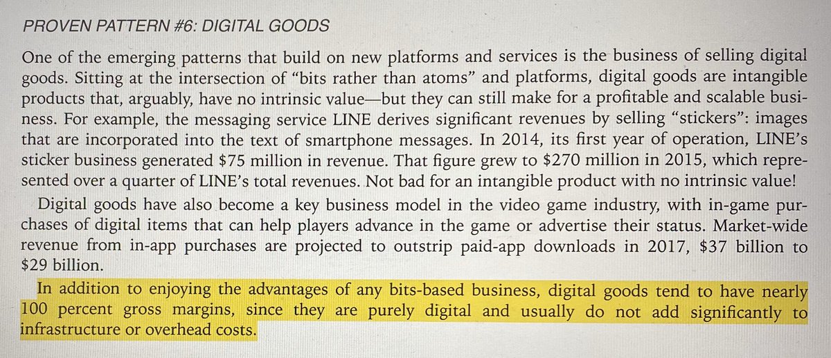 PROVEN PATTERN #6: DIGITAL GOODS “In addition to enjoying the advantages of any bits-based business, digital goods tend to have nearly 100% gross margin, since they are purely digital and usually do not add significantly to infrastructure or overhead costs.”