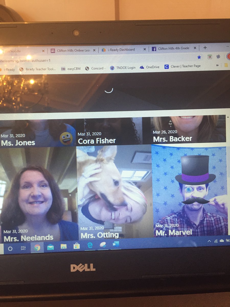 @HillsElem AP, Aaron Marvel (in virtual top hat and monical) made a Flipgrid greeting page for our Online Learning hub! Digital Equity? Despite many innovations we are not quite there #yet. Chromebooks on loan & WiFi hotspot in the parking lot are helping.