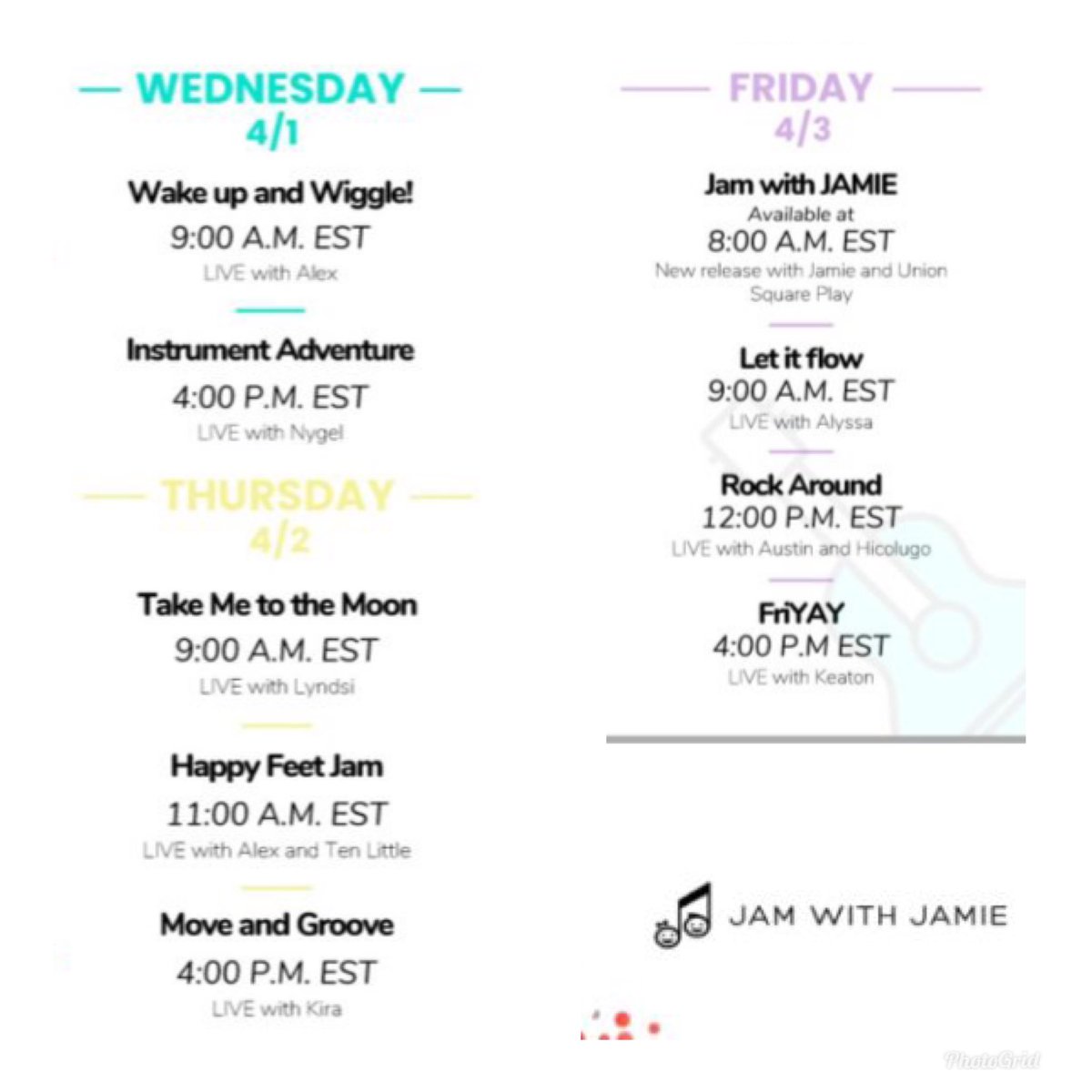 WarriorsBEyond's tweet photo. We are so thankful for @jamwithjamie for her daily schedule of live music classes for all our students! Make sure to head over to her FaceBook page “Jamming With Jamie” and get inspired while you dance and sing along! #AtHomeExplorations #Sing #Dance #jamwithjamie https://t.co/FEiX8OgIhs