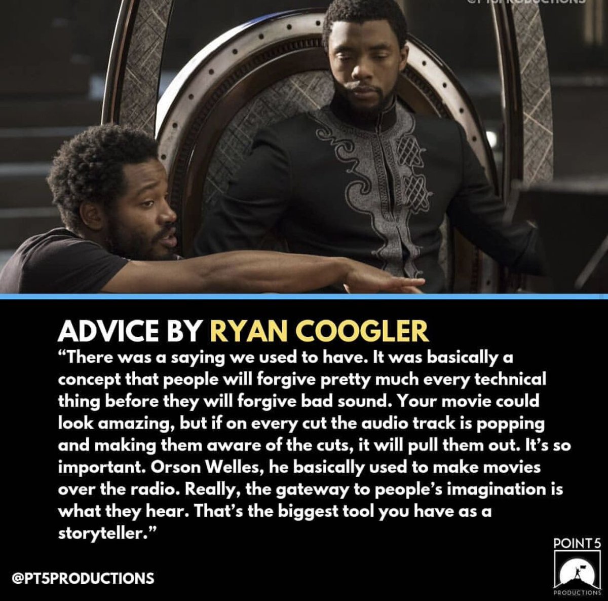 inextjeneration's tweet photo. Ryan Coogler is right on the money with this. 

Sound is so crucial to a film that it'll literally make or break it. Keep that in mind when you're editing your project this morning 👂 🎞️ https://t.co/tjzz8m4Nwl