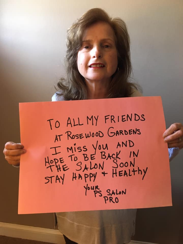 PSSalonandSpa's tweet photo. Good morning residents of Rosewood Gardens! Your PS Pro Kathleen misses you and hopes you are all doing well. #hellofromyourPSpro #psproud #seniorliving https://t.co/jN9HbaCfvi