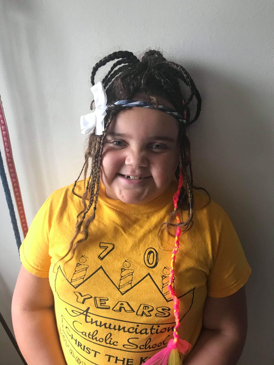annunciationctk's tweet photo. Second day of virtual spirit week - Crazy hair and school colors! In honor of all of the hair stylists &amp; all the teachers, students, and angel families that we miss during this difficult time! https://t.co/idBektmV94