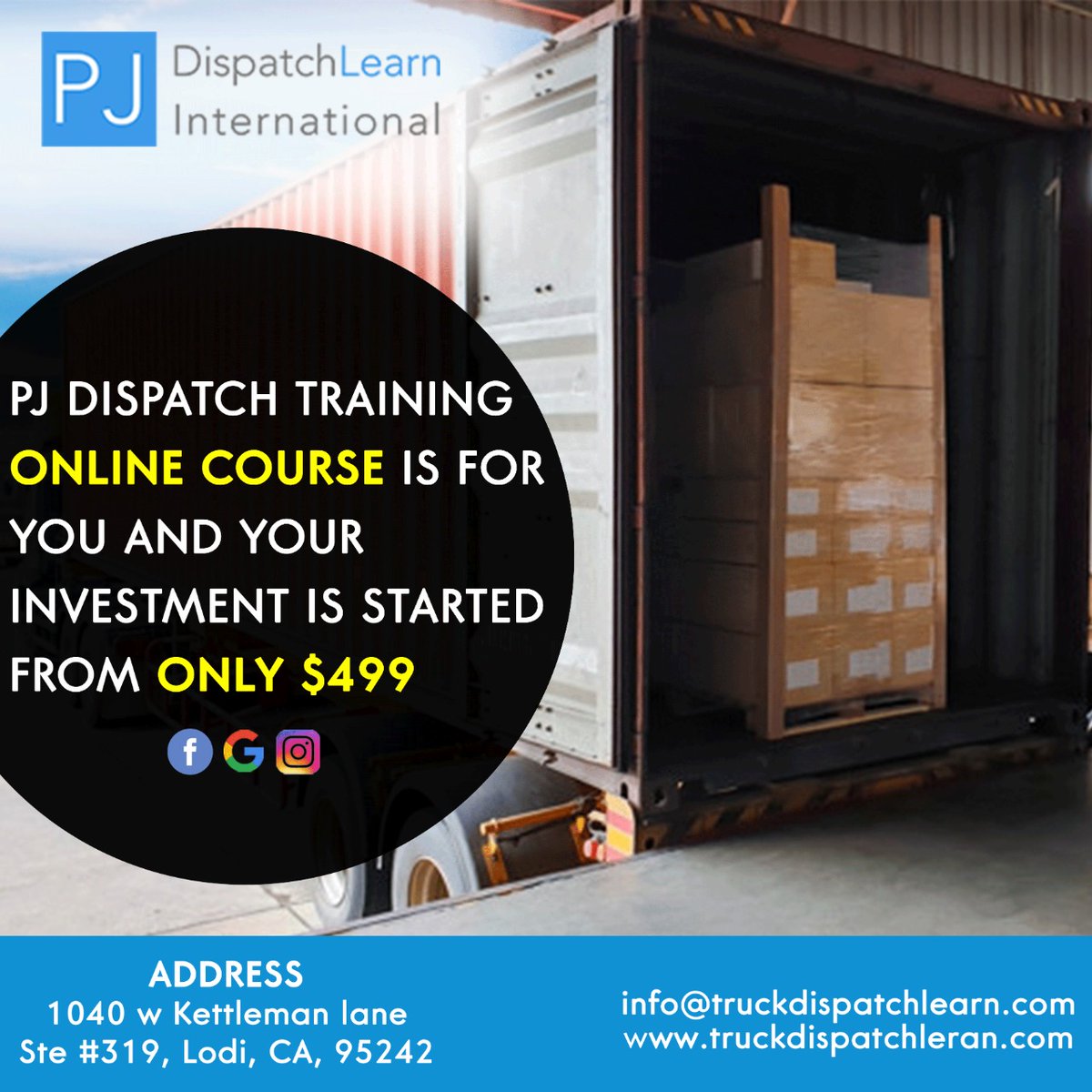 learndispatch's tweet image. Truck Dispatch
PJ dispatch training online course is for you
and your investment is started from only $499
Call us : 209 4987 132
Address : 1040 W kettleman lane
Ste #319, Lodi,CA,95242.
Website : info@truckdispatchlearn.com, truckdispatchlearn.com
#Truck #dispatch #InUSA