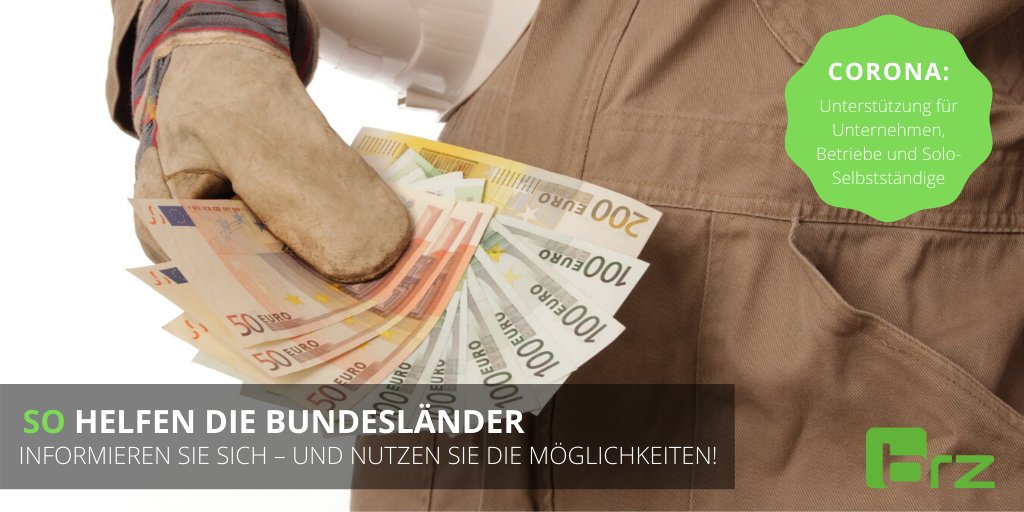 brzdeutschland's tweet photo. Nicht nur der Bund @BMF_Bund hat #Unternehmen und Solo-Selbstständigen Unterstützung zugesagt. Auch die #BundesLänder stellen Maßnahmen bereit. Sie wollen wissen, wo es welche Möglichkeiten gibt? Wir zeigen sie Ihnen!
https://t.co/IyfyYJMuWP
#Corona #Covid-19 #Baubranche https://t.co/EXP8j8sMiM
